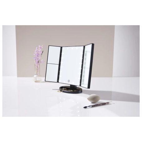 Cien MKSLK 6 A2 összecsukható asztali kozmetikai tükör, sminktükör LED világítással, 3 db nagyító tükörrel