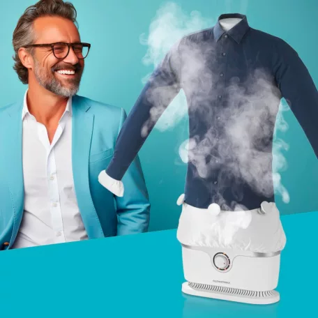 CleanMaxx 11228 Shirt Ironer PRO 1800W 2 az 1-ben elektromos ingvasaló, gőzölős ing- és blúzvasaló, forró levegős póló szárító S-XXL méretig