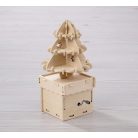 Crelando Kreatív "csináld magad" Karácsonyi zenedoboz, Christmax Music box, fából készült fenyőfa dekorációsfesthető zenélő doboz