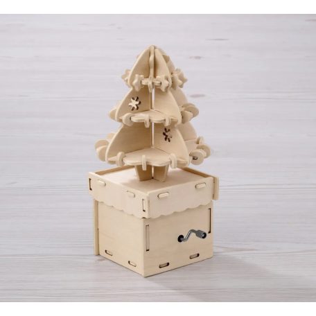 Crelando Kreatív "csináld magad" Karácsonyi zenedoboz, Christmax Music box, fából készült fenyőfa dekorációsfesthető zenélő doboz