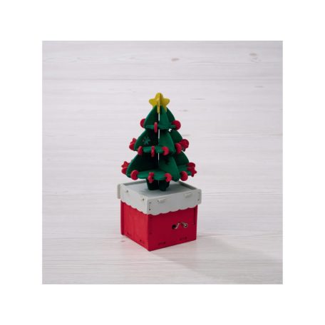 Crelando Kreatív "csináld magad" Karácsonyi zenedoboz, Christmax Music box, fából készült fenyőfa dekorációsfesthető zenélő doboz