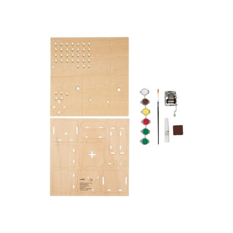 Crelando Kreatív "csináld magad" Karácsonyi zenedoboz, Christmax Music box, fából készült fenyőfa dekorációsfesthető zenélő doboz