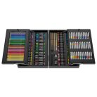 Crelando 174 részes prémium festőkoffer, festő- és rajzkészlet, 4 rekeszes elegáns fadobozban