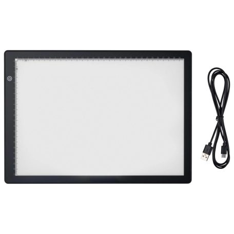 Crelando A4 LED Light Pad, világító rajztábla, 35 x 25 x 0.7 cm Extra Slim USB grafikus tábla LED megvilágítással, 3 fokozatú fényerővel (491350)