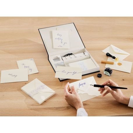 Crelando Calligraphy Set 30 darabos exkluzív kalligráfia készlet, művészi szépírás szett díszdobozban, pecsétviasszal, 5 tollal