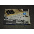 Crelando Charcoal Set 26 részes grafikai szénrajz, rajzszén készlet, fa tároló dobozban 