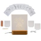 Crelando 426845 egyénileg gravírozható 17 részes LED fénydekoráció készítő barkácskészlet 4 akrillappal, 10 motivummal