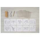 Crelando 426845 egyénileg gravírozható 17 részes LED fénydekoráció készítő barkácskészlet 4 akrillappal, 10 motivummal