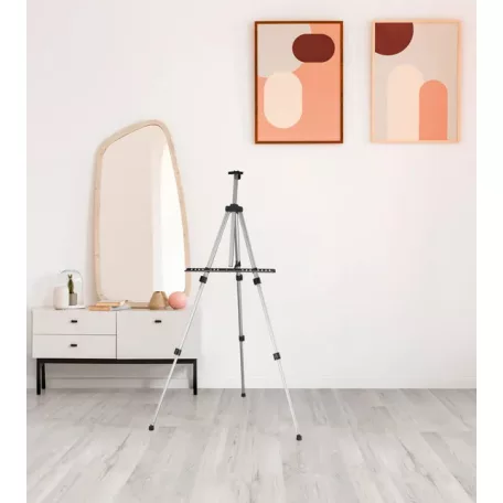 Crelando ALU 105 - 150 cm allítható magasságú teleszkópos 3 lábú összecsukható asztali / álló alumínium festőállvány max. 80 cm vászonhoz, hordtáskával
