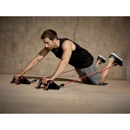 Crivit 391382 Multifunkciós edzőkészlet, 3 in 1 Fitnes Set, 3 az 1-ben fitnesz készlet: Fitness görgő + Push-up markolat + expander