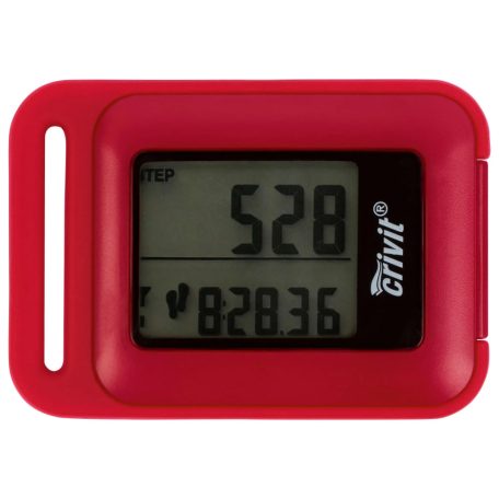 Crivit Pedometer, digitális lépésszámláló 3D érzékelővel, LCD kijelzővel, lépésszám, távolság, futási idő, sebesség, kalóriafogyasztás, zsírégetés, hőmérséklet és idő kijelzésére