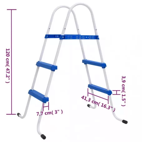 Crivit / Bestway FFH 039 (58430) kétágú, 2 fokú 84 cm medence létra max 84 cm magas kerti puhafalú és fémvázas medencékhez