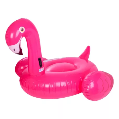 Crivit 474409 MEGA Falmingo, óriás rózsaszín flamingó úszó sziget, 1 személyes felfújhatú matrac 200 x 193 x 128 cm, 100 kg teherbírással