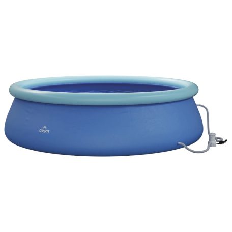 CRIVIT KORFU VF 300 x 76 cm puhafalú, 3618L felfújható peremű kerti medence 1200 liter / óra papírszűrős vízforgatóval, sötétkék