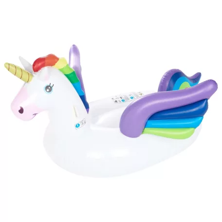 Crivit 474409 MEGA Unicorn, óriás unikornis úszó sziget, 1 személyes egyszarvú felfújhatú matrac 215 x 185 x 105 cm, 100 kg teherbírással