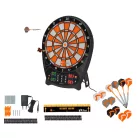 Crivit FN elektromos darts tábla 4 db világító LED kijelzővel, 3x4 dart szettel, hálózati adapterrel 100 pótheggyel (fehér-narancssárga)