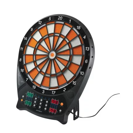 Crivit FN elektromos darts tábla 4 db világító LED kijelzővel, 3x4 dart szettel, hálózati adapterrel 100 pótheggyel (fehér-narancssárga)