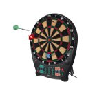 Crivit FS elektromos darts tábla 4 db világító LED kijelzővel, 3x4 dart szettel, hálózati adapterrel 100 pótheggyel (fekete-sárga)