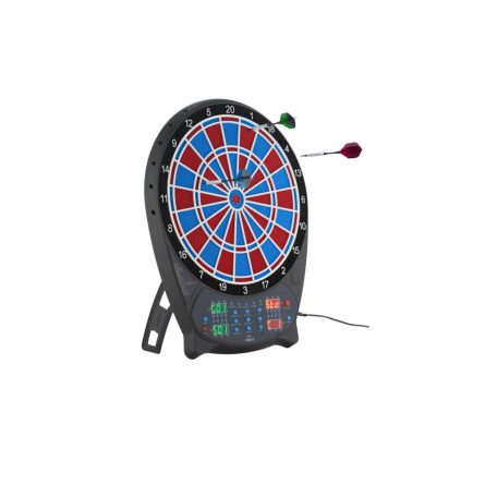 Crivit PK elektromos darts tábla 4 db világító LED kijelzővel, 3x4 dart szettel, hálózati adapterrel 100 pótheggyel (piros-kék)