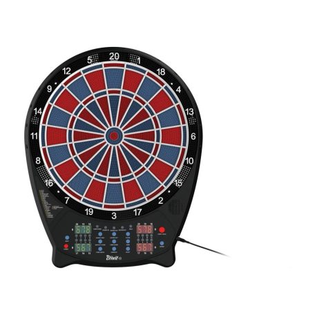 Crivit PK elektromos darts tábla 4 db világító LED kijelzővel, 3x4 dart szettel, hálózati adapterrel 100 pótheggyel (piros-kék)