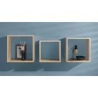 Livarno Home Cube Shelf Set, 3 darabos natúr fa polckocka készlet, kocka polc szett 23 x 23 / 25.5 x 25.5 / 28.5 x 28.5 cm