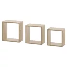 Livarno Home Cube Shelf Set, 3 darabos natúr fa polckocka készlet, kocka polc szett 23 x 23 / 25.5 x 25.5 / 28.5 x 28.5 cm