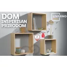Livarno Home Cube Shelf Set, 3 darabos natúr fa polckocka készlet, kocka polc szett 23 x 23 / 25.5 x 25.5 / 28.5 x 28.5 cm