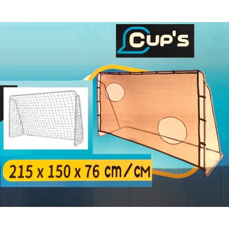 Cup's 215 x 150 x 76 célzófalas focikapu, 1 db fém focikapu hálóval és levehető célzófallal