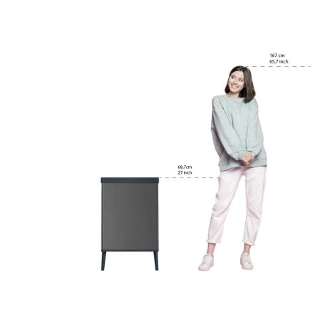 Keter Curver VERTO Recycle HIGH 54L háztartási fedeles szemetes, 54 literes szemétgyűjtő lábakkal, zárható szemeteskosár, kék-szürke, újrahasznosított műanyag