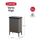 Keter Curver VERTO Recycle HIGH 54L háztartási fedeles szemetes, 54 literes szemétgyűjtő lábakkal, zárható szemeteskosár, kék-szürke, újrahasznosított műanyag