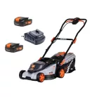 Daewoo U-Force  DALLM18-320 18V 2Ah vezeték nélküli DUPLA akkus, akkumulátoros fűnyíró 32 cm, 35L gyűjtőzsákkal, 2 db akkuval és 1 db töltővel