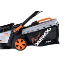 BONTOTT Daewoo DALLM18-320 SOLO vezeték nélküli 18V akkus, akkumulátoros fűnyíró 32 cm, 35L gyűjtőzsákkal, akku és töltő nélkül