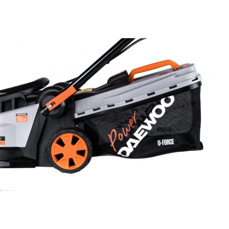 BONTOTT Daewoo DALLM18-320 SOLO vezeték nélküli 18V akkus, akkumulátoros fűnyíró 32 cm, 35L gyűjtőzsákkal, akku és töltő nélkül