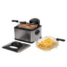 HOME / Hauser Deep Fry MAX nemesacél, inox 4L 2000W olajsütő, hidegzónás 4 literes családi fritőz 3 kosárral 2 x 0.6 kg + 1 x 1.2 kg sütőlapacitással (HGOLS4 / DFS-430 / ODF-17401 / FR-3195)