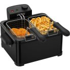 HOME / Hauser Deep Fry MAX BLACK nemesacél, fekete 4L 2000W olajsütő, hidegzónás 4 literes családi fritőz 3 kosárral 2 x 0.6 kg + 1 x 1.2 kg sütőlapacitással (DF-G360B / HGOLS4 / DFS-430 / ODF-17401 / FR-3195)