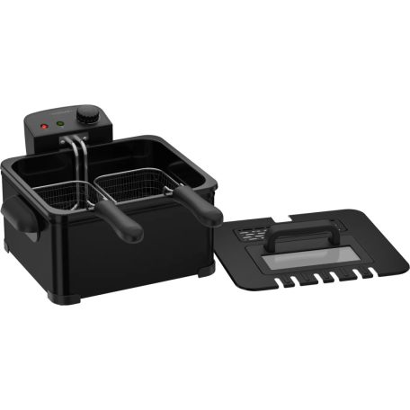 HOME / Hauser Deep Fry MAX BLACK nemesacél, fekete 4L 2000W olajsütő, hidegzónás 4 literes családi fritőz 3 kosárral 2 x 0.6 kg + 1 x 1.2 kg sütőlapacitással (DF-G360B / HGOLS4 / DFS-430 / ODF-17401 / FR-3195)