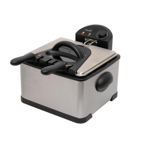 HOME / Hauser Deep Fry MAX nemesacél, inox 4L 2000W olajsütő, hidegzónás 4 literes családi fritőz 3 kosárral 2 x 0.6 kg + 1 x 1.2 kg sütőlapacitással (HGOLS4 / DFS-430 / ODF-17401 / FR-3195)