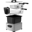 HOME / Hauser Deep Fry MAX nemesacél, inox 4L 2000W olajsütő, hidegzónás 4 literes családi fritőz 3 kosárral 2 x 0.6 kg + 1 x 1.2 kg sütőlapacitással (HGOLS4 / DFS-430 / ODF-17401 / FR-3195)