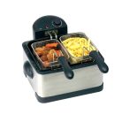 HOME / Hauser Deep Fry MAX nemesacél, inox 4L 2000W olajsütő, hidegzónás 4 literes családi fritőz 3 kosárral 2 x 0.6 kg + 1 x 1.2 kg sütőlapacitással (HGOLS4 / DFS-430 / ODF-17401 / FR-3195)