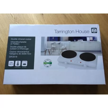 Tarrington House DIF-2518 fehér 2500W dupla infravörös elektromos kerámia főzőlap, halogén fűtőszálas rezsó (nem indukciós)
