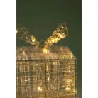 Decoration Lightning 15 x 15 x 15 cm LED-es, fém vázas, világító ajándékdoboz, karácsonyi dekoráció 30 db melegfehér leddel