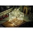 Decoration Lightning 15 x 15 x 15 cm LED-es, fém vázas, világító ajándékdoboz, karácsonyi dekoráció 30 db melegfehér leddel