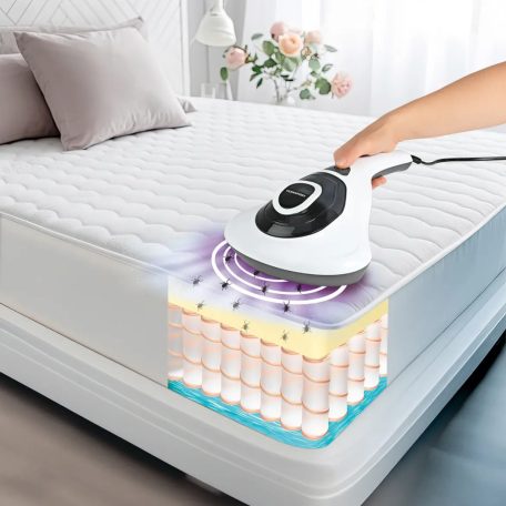 CelanMaxx 15176 / MaxXmee DS-01114 UV-C 300W elektromos kézi atkaporszívó, poratka porszívó UV-C lámpával, kopogtatás funkcióval és HEPA filterrel, atkák ellen