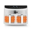 N8WERK DS-12121 XXL dupla, kétzónás, kétkosaras Air Fryer, fehér - inox forrólevegős, olajmentes olajsütő, fritőz 2400W 7L, 10 program