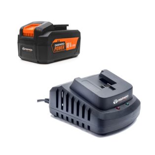   Daewoo 18V 4Ah akku és töltő szett - DALCH-25-1 21V 2.5A hálózati gyorstöltő + Daewoo DALB-40-1 li-ion 18V 4Ah akkumulátor