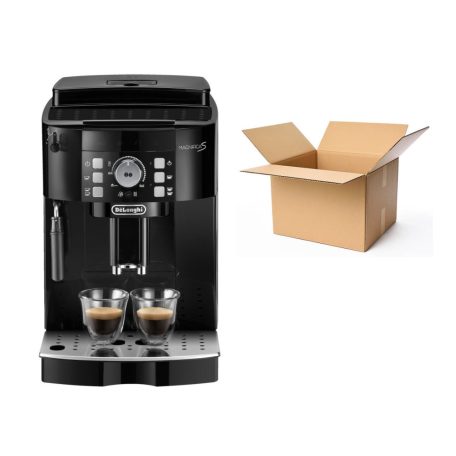 BCS DeLonghi ECAM12.123.B Magnifica S 1450W 15 bar, darálós, automata kávéfőző, eszpresszógép 1.8L víztartállyal, gőzölő karral FELBONTOTT, KIPRÓBÁLT darab