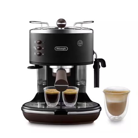 DeLonghi ECOV311.BK Icona Vintage 1100W 15 bar, manuális espresso kávéfőző, eszpresszógép 1.4L víztartállyal, gőzölő karral