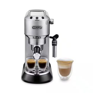   DeLonghi Dedica Style EC685.M ezüst eszpresszó kávéfőző EX:4, Silver 1300W 15 bar két csészés presszókávéfőző, 1.1L víztartállyal, gőzölő karral