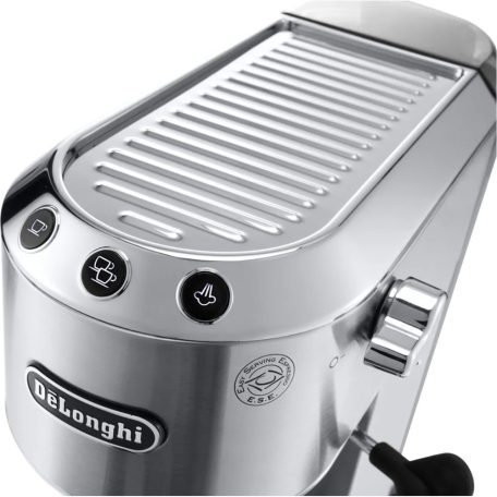 DeLonghi Dedica Style EC685.M ezüst eszpresszó kávéfőző EX:4, Silver 1300W 15 bar két csészés presszókávéfőző, 1.1L víztartállyal, gőzölő karral