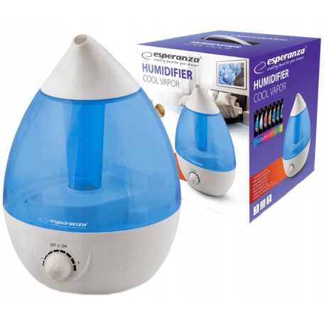 Esperanza EHA005 Cool Vapor Humidifier 25W színes ultrahangos párásító 2.6 literes víztartállyal, 7 színű LED világítással, 300 ml / óra (8.5 óra működés)